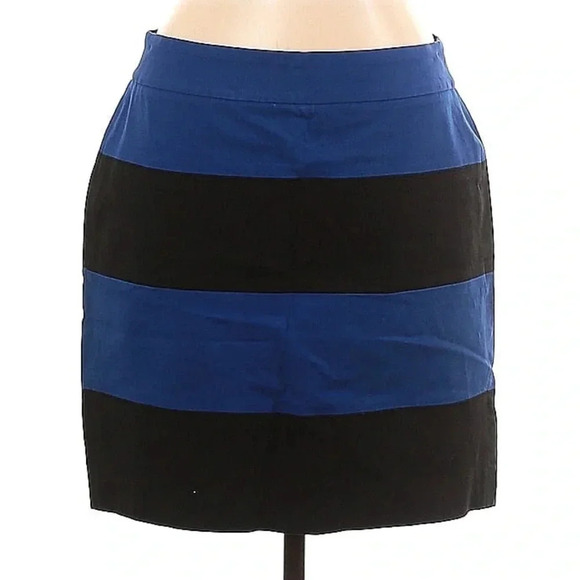 Banana Republic Blue Black Striped Cotton Blend Pencil Skirt Size 12 Large - Picture 2 of 4